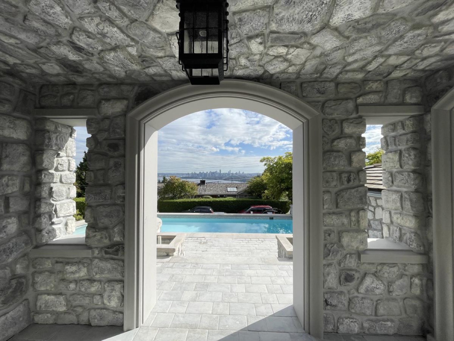 Architectural EPS detailing framing a view on a custom Vancouver home